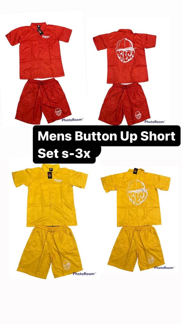 Mens button up short sets