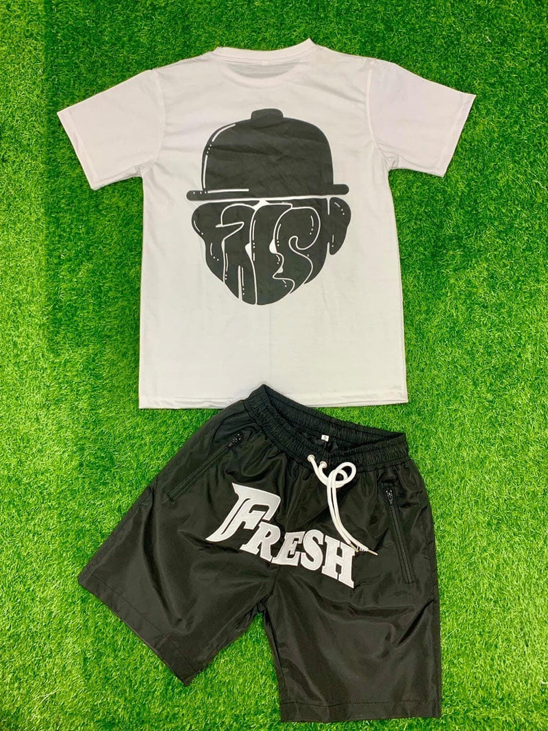 Mens tshirt and embroidered short set