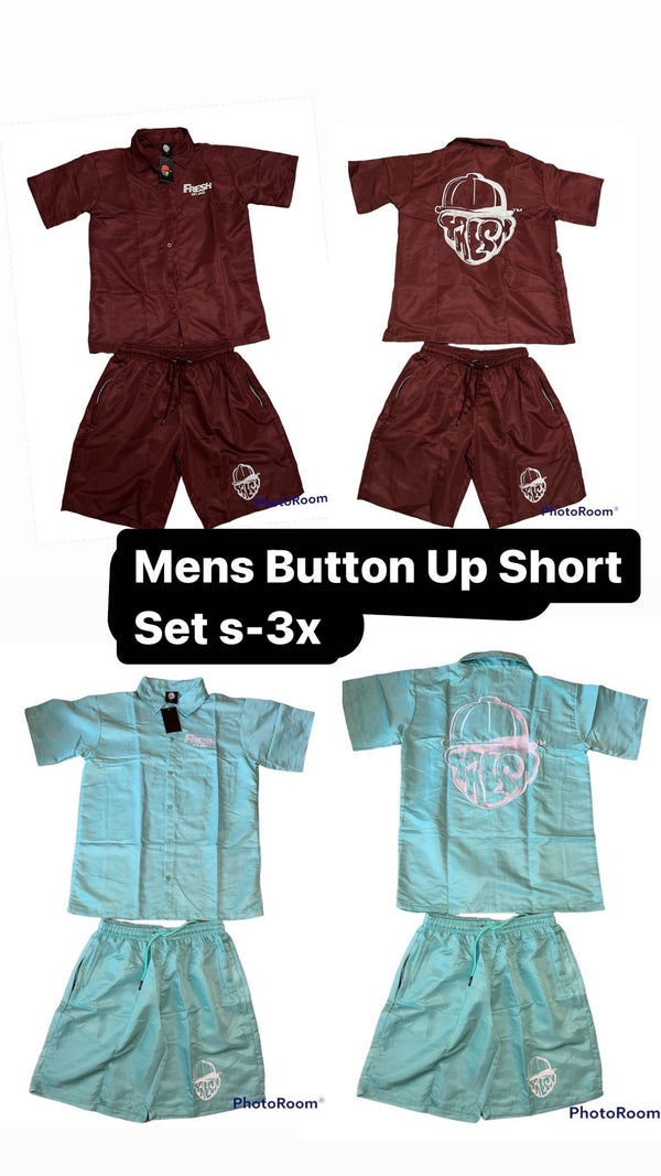 Mens button up short sets