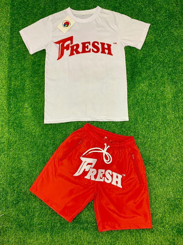 Mens tshirt and embroidered short set