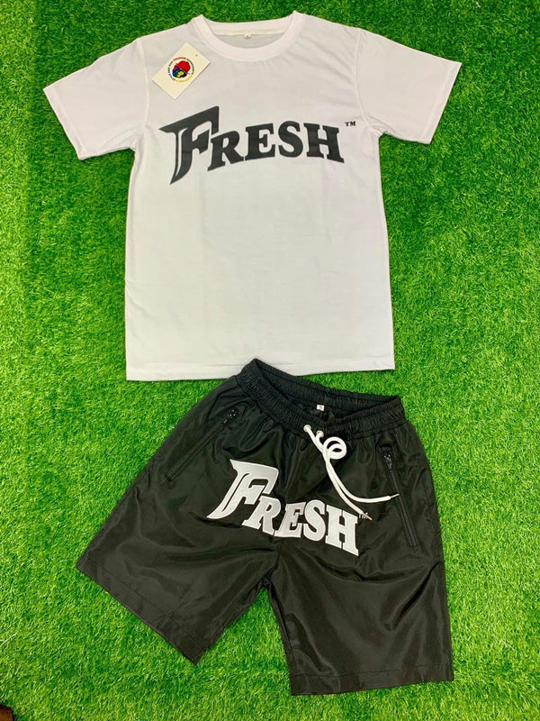 Mens tshirt and embroidered short set