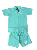 Button Short  Sets Front and Back Zipper Pockets